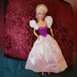 Vintage white and purple Irredescent white doll dress